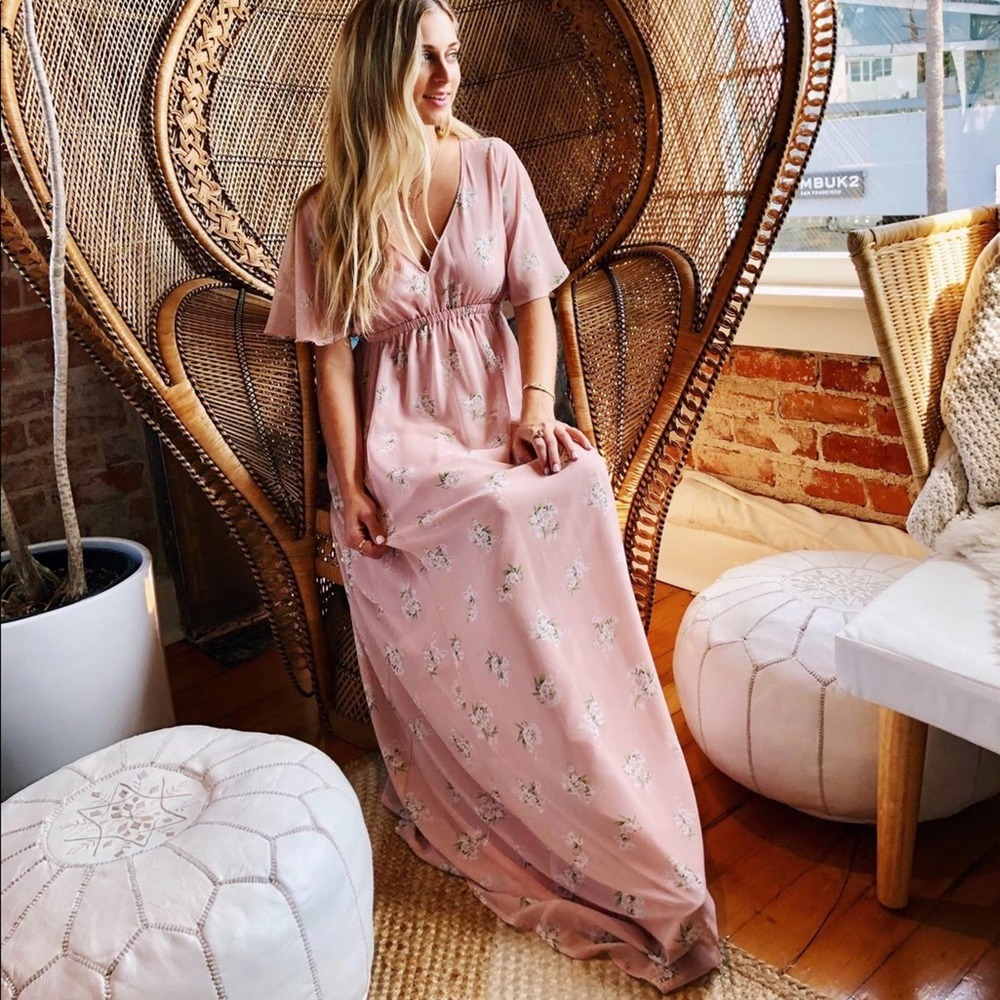 Show Me Your Mumu NWT Emily Empire Maxi floral dress pink XL